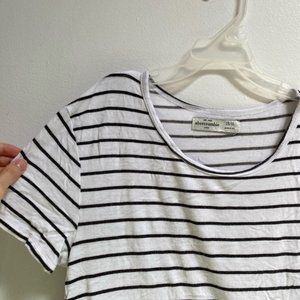 Abercrombie Girls White & Black Striped Tee